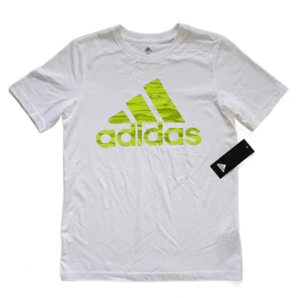 Adidas Camo Logo Graphic T-Shirt White Youth Size M Athletic Casual Tee